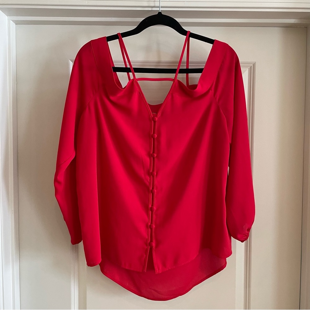 Express Red Open Shoulder Blouse (Size M) - image 1